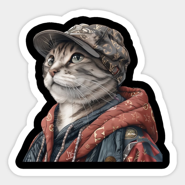 Luxurious Cat with Luxury Cap Sticker by Vlaa